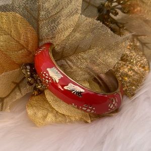 NWOT Nordstrom Sequin Bracelet Salmon & Gold Open Clasp w/Pineapple Design